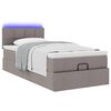 vidaXL Cama otomana con colch&oacute;n y luces LED tela gris taup&eacute; 90x200 cm