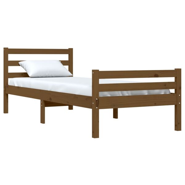vidaXL Estructura cama sin colch&oacute;n madera maciza marr&oacute;n miel 75x190 cm