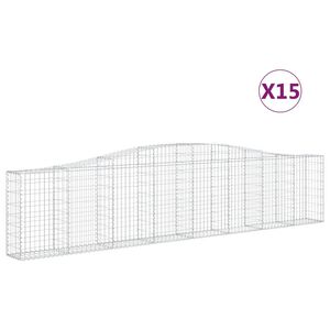 vidaXL Cestas de gaviones 15 uds forma de arco hierro 400x30x80/100 cm