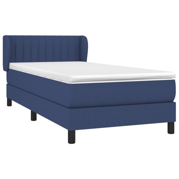 vidaXL Cama box spring con colch&oacute;n tela azul 90x190 cm