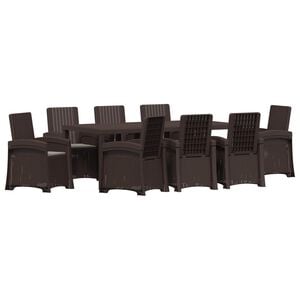 vidaXL Conjunto de Comedor de Jard&iacute;n 9 uds. Marr&oacute;n y Gris Claro PP
