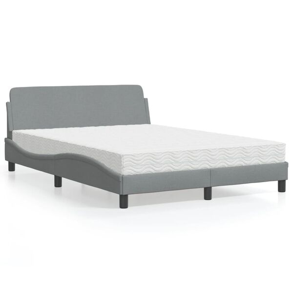 vidaXL Cama con colch&oacute;n Dover tela gris claro 120x200 cm