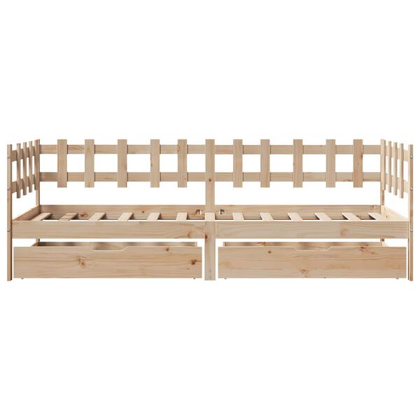 vidaXL Sof&aacute; cama con cajones madera maciza de pino 90x200 cm