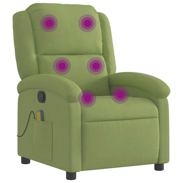 vidaXL Sill&oacute;n de masaje reclinable de terciopelo verde claro