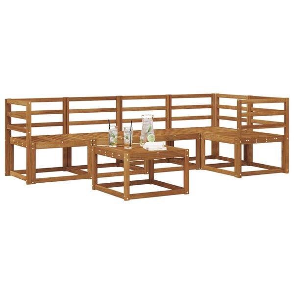 vidaXL Conjunto de sof&aacute;s de exterior con coj&iacute;n 6 pcs Natural y Crema