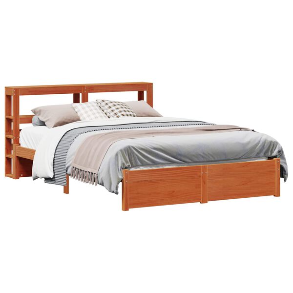 vidaXL Estructura de cama con cabecera Marr&oacute;n cera 120 x 200 cm