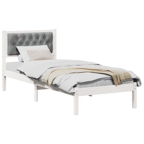 vidaXL Estructura de cama Gris Claro 90 x 200 cm Madera de pino macizo