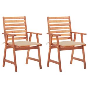 vidaXL Sillas comedor de jard&iacute;n y cojines 2 uds madera maciza acacia