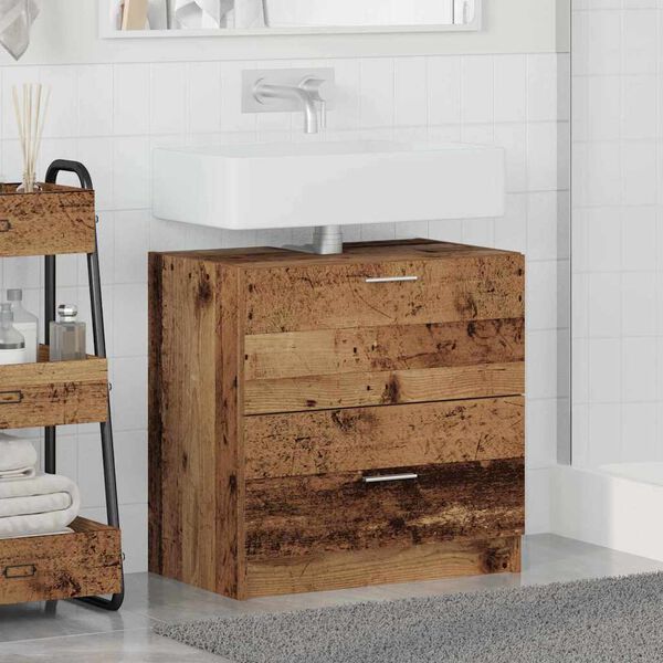 vidaXL Gabinete de Ba&ntilde;o con caj&oacute;n Madera Vieja 59 x 37 x 59 cm