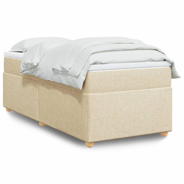 vidaXL Cama box spring con colchón tela color crema 80x200 cm