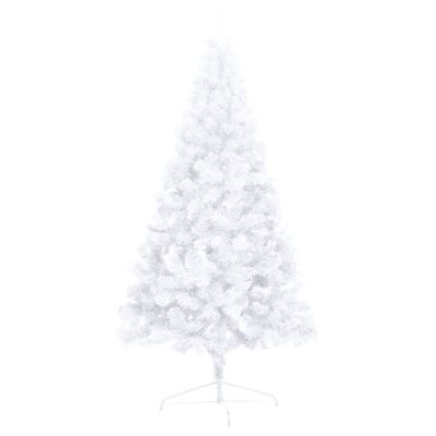 vidaXL Medio árbol de Navidad artificial LED y bolas blanco 120 cm