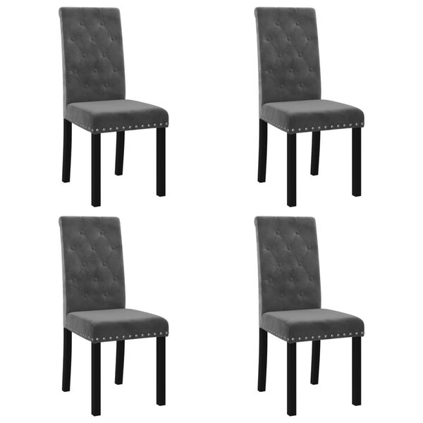 vidaXL Sillas de comedor 4 unidades terciopelo gris oscuro