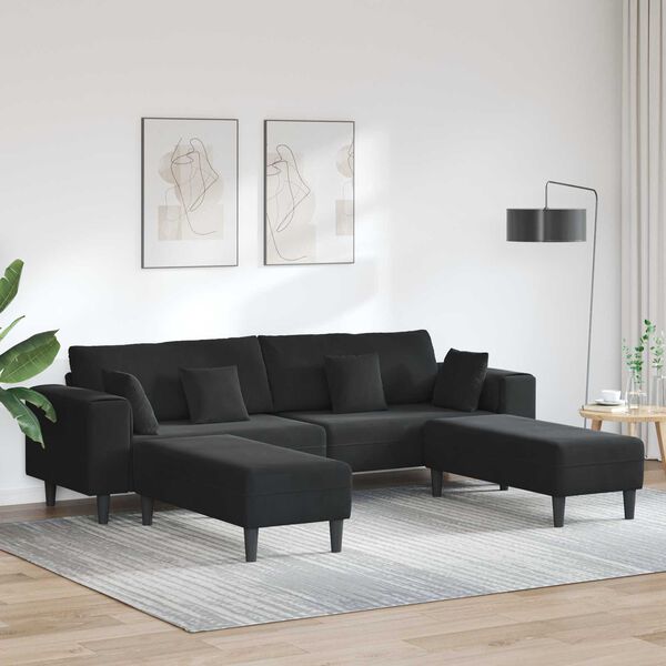 vidaXL Sof&aacute; 3 pcs Negro 250 x 188 x 76 cm Terciopelo