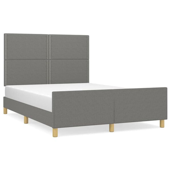 vidaXL Cama sin colch&oacute;n tela gris oscuro 140x190 cm
