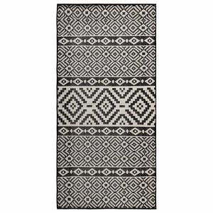 vidaXL Alfombra de exterior de tejido plano rayas negras 80x150 cm