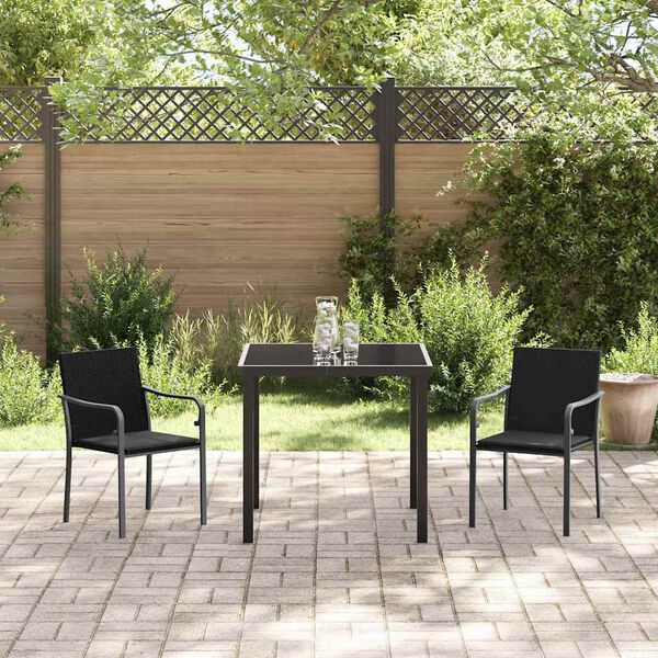 vidaXL Conjunto de Comedor de Jardín 3 pcs Negro y Gris