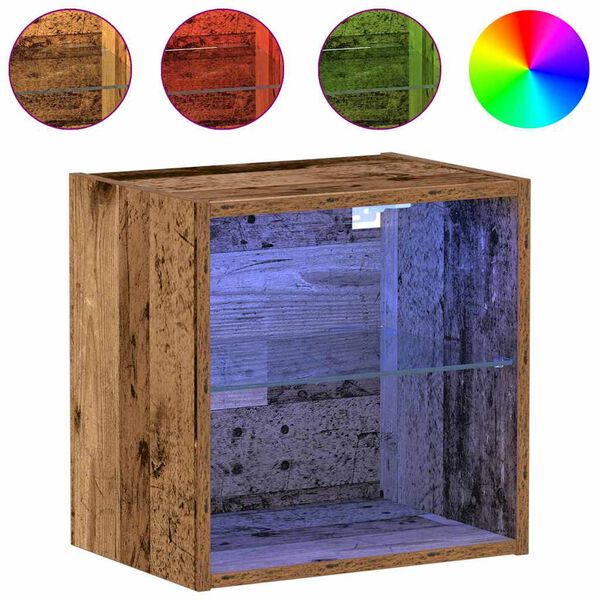 vidaXL Estante flotante con luz LED Marr&oacute;n 40 x 28,5 x 40 cm