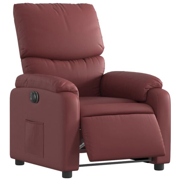 vidaXL Sill&oacute;n reclinable el&eacute;ctrico de cuero sint&eacute;tico rojo tinto