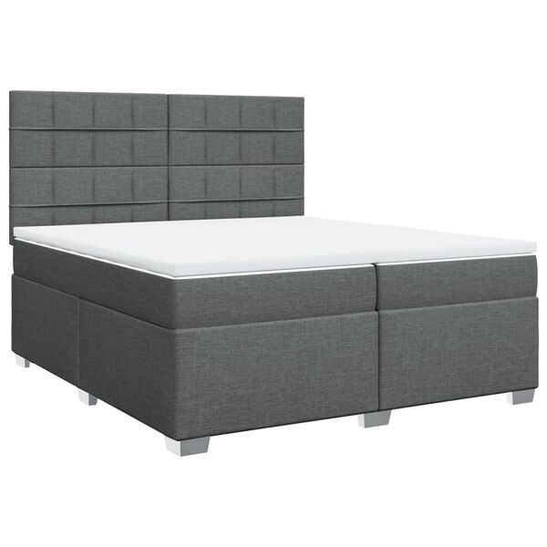 vidaXL Cama box spring con colch&oacute;n tela gris oscuro 200x200 cm