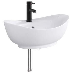 vidaXL Lavabo de ba&ntilde;o con grifo y desag&uuml;e Negro Mate 59 x 35 x 21 cm