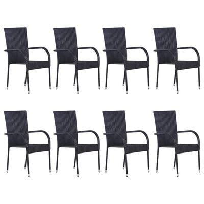 vidaXL Set de muebles de comedor de jardín 9 piezas ratán PE negro