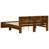 vidaXL Estructura de cama cabecero y luces LED roble ahumado 160x200cm