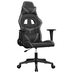 vidaXL Silla gaming de masaje cuero sint&eacute;tico negro y gris