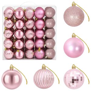 vidaXL Juego de bolas navide&ntilde;as 75 uds. Rosa 6 cm Poliestireno