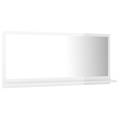 vidaXL Espejo de baño madera contrachapada blanco brillo 80x10,5x37 cm