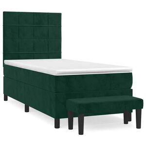 vidaXL Cama box spring con colch&oacute;n terciopelo verde oscuro 80x200 cm