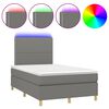 vidaXL Cama box spring con colch&oacute;n y LED tela marr&oacute;n oscuro 120x190 cm