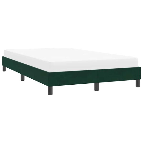 vidaXL Estructura cama sin colch&oacute;n terciopelo verde oscuro 120x220 cm