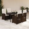 vidaXL Set comedor de jard&iacute;n 5 piezas y cojines rat&aacute;n sint&eacute;tico marr&oacute;n