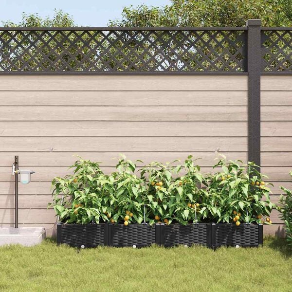 vidaXL Macetero de Jard&iacute;n 4 pcs Negro Acero