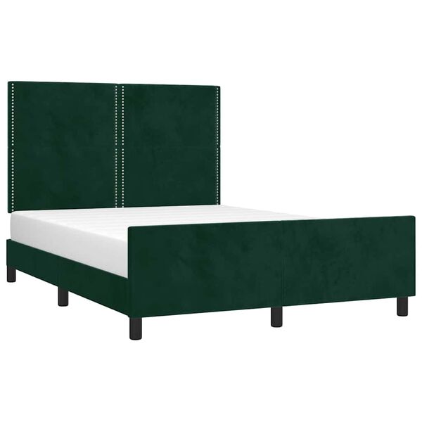 vidaXL Estructura cama sin colch&oacute;n terciopelo verde oscuro 140x190 cm