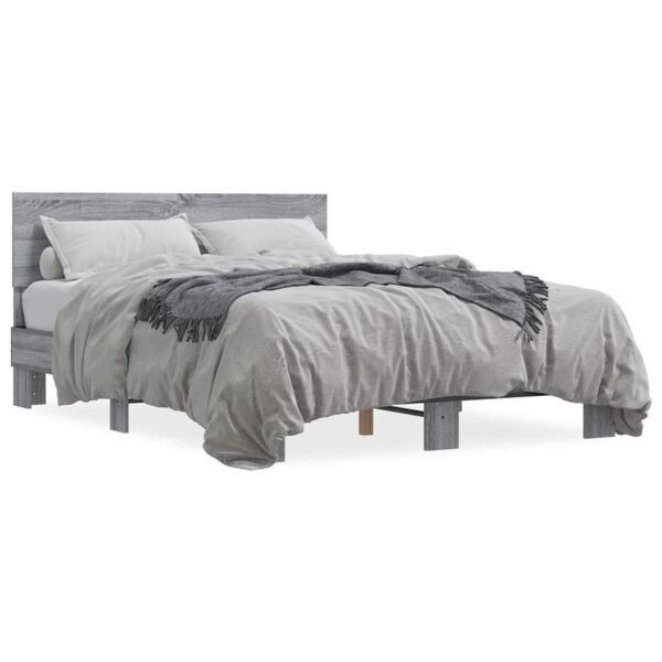 vidaXL Estructura cama madera ingenier&iacute;a metal gris Sonoma 140x190 cm