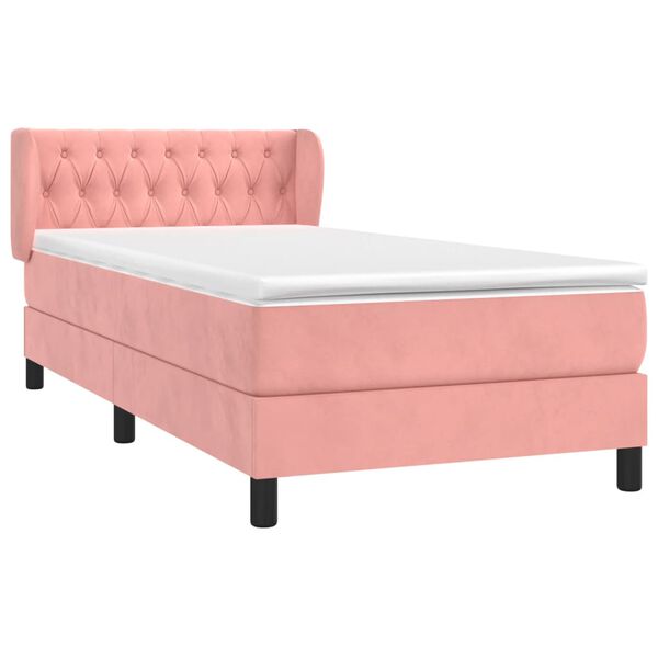 vidaXL Cama box spring con colch&oacute;n terciopelo rosa 90x190 cm