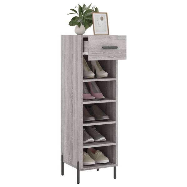 vidaXL Zapatero madera de ingenier&iacute;a gris Sonoma 30x35x105 cm