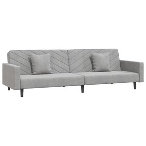 vidaXL Sof&aacute; cama de 2 plazas con dos almohadas terciopelo gris claro