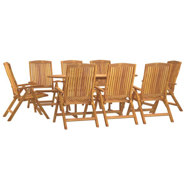 vidaXL Juego de comedor para jard&iacute;n 9 piezas madera maciza de teca