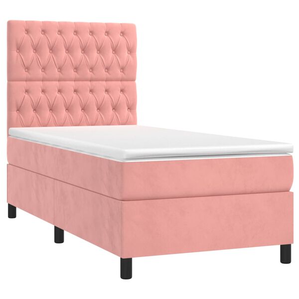 vidaXL Cama box spring con colch&oacute;n terciopelo rosa 80x200 cm