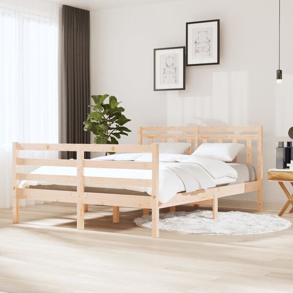 vidaXL Estructura de cama madera maciza 140x190 cm