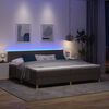 vidaXL Cama Box Spring LED con colch&oacute;n Marr&oacute;n Oscuro 200 x 200 cm tela