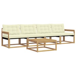 vidaXL Conjunto de sof&aacute;s de exterior 5 pcs Blanco y Crema