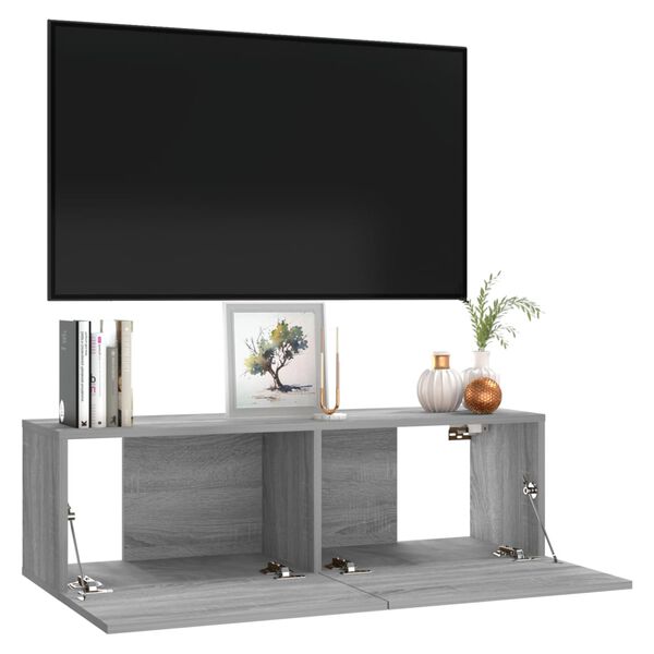 vidaXL Mueble para TV madera contrachapada gris Sonoma 100x30x30 cm