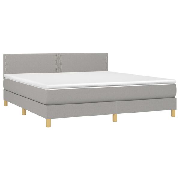 vidaXL Cama box spring con colch&oacute;n tela y LED gris claro 180x200 cm