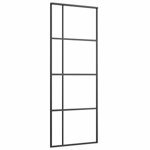 vidaXL Puerta corredera ESG vidrio y aluminio negra 76x205cm
