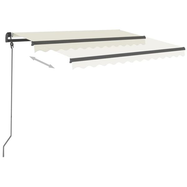 vidaXL Toldo manual retr&aacute;ctil con postes crema 3x2,5 m