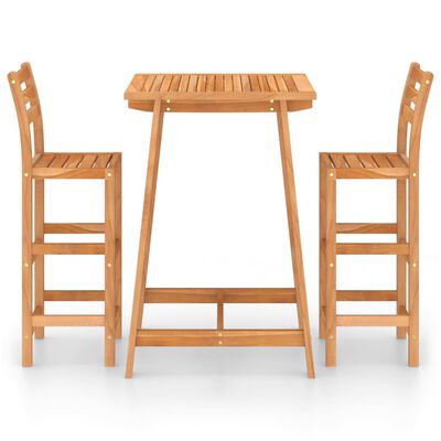 vidaXL Mesa y sillas de bar para jardín 3 pzas madera maciza de acacia