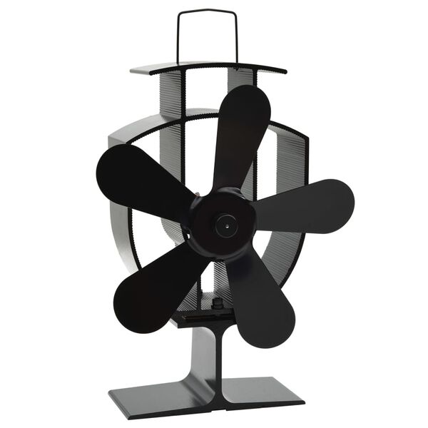 vidaXL Ventilador de estufa accionado por calor 5 aspas negro